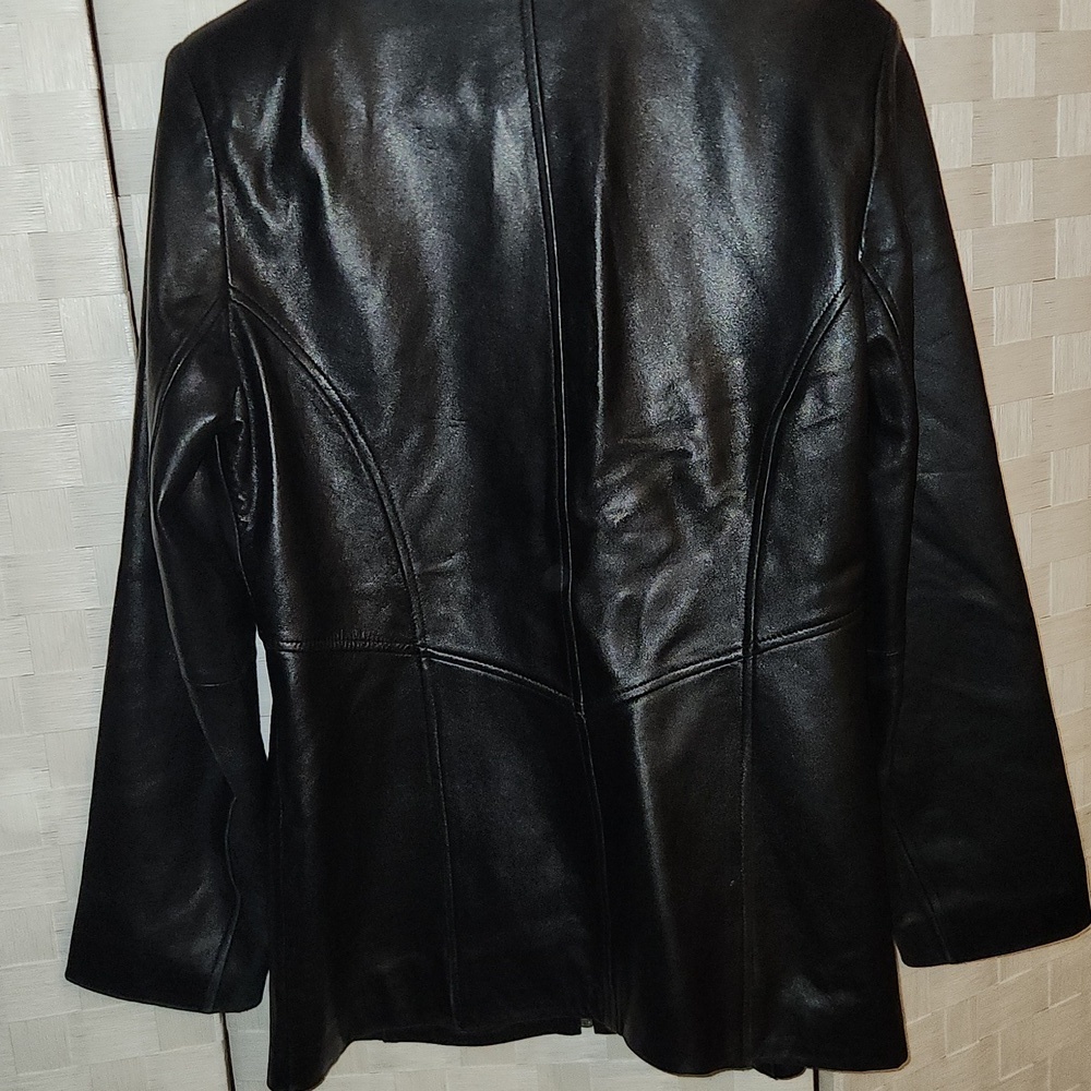 Kenneth Cole Reaction Classic Black 100% Leather Jacket Sz S - Picture 4 of 5